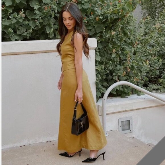 ZARA LINEN TOFFEE TAUPE MAXI SKIRT - Picture 6 of 13